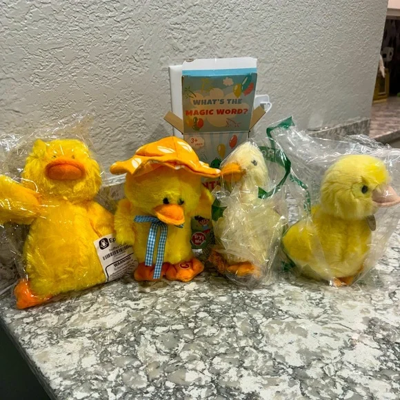 Set of 4 stuffed ducks all in original plastic. NWT - Picture 1 of 5